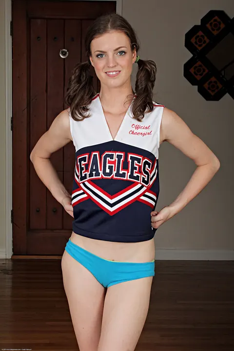 Anna Skye: Brunette with Pigtails in Panties Spreads Her Legs Wide – photo 5 of 21