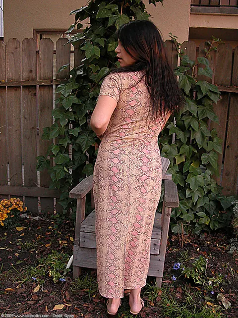 BBW Brunette Strips and Fingers Her Hairy Pussy Outdoors – photo 2 of 20