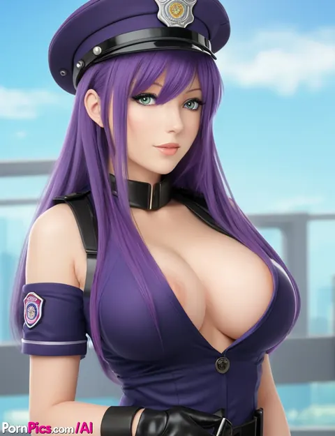 Busty Woman in a Police Uniform Spreads Her Legs – photo 7 of 11