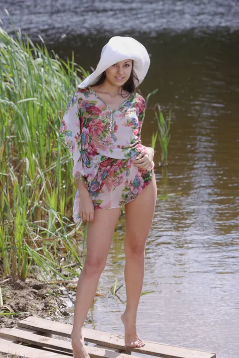 Thick Brunette with Big Tits Strips Out of Her Skirt Outdoors – photo 2 of 21