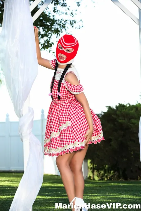 Marica Hase: Asian MILF in a Costume Skirt Fucks a Black Man Outdoors – photo 8 of 12