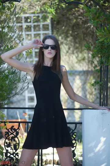Melissa Tongue – Tall Slim Brunette Strips Out of Her Dress and Glasses to Pose Nude