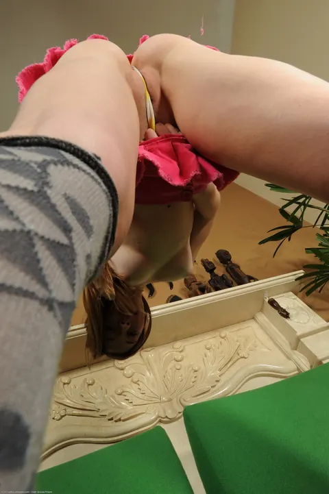Aurielee Summers: Petite Brunette Strips Out of Her Skirt and Spreads Her Legs – photo 13 of 21