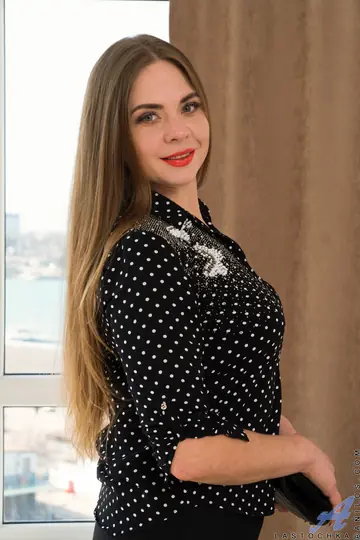 Russian Woman with Big Tits Undresses and Fingers Her Pussy in Stockings