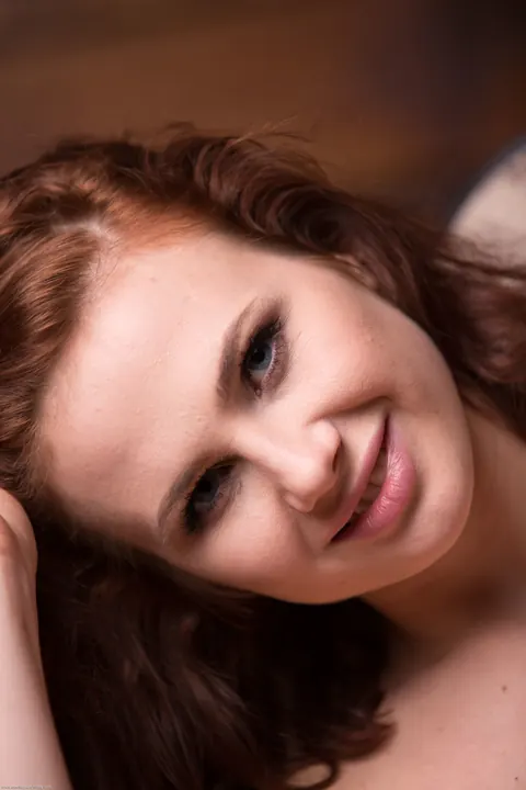 Aphrodita: Redhead with Natural Tits Strips Fully and Poses Nude – photo 7 of 21