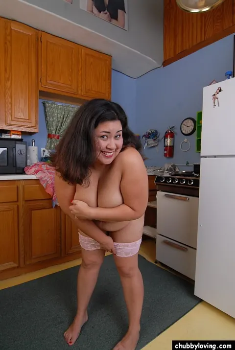 Tyung: Curvy Asian MILF Strips Nude in the Kitchen – photo 10 of 16