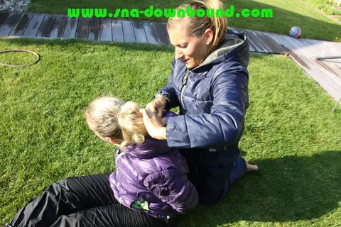 Thick Blonde in Pigtails Bound and Soaked on the Garden Lawn – photo 8 of 16