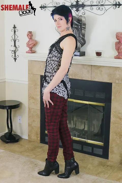 Thick Trans Woman Flaunts Her Big Ass and Uncut Cock in Panties – photo 3 of 16