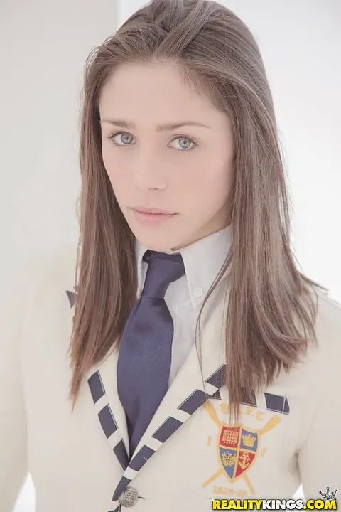 Anna Morna: Tall Brunette in Uniform Gives POV Blowjob – photo 1 of 12