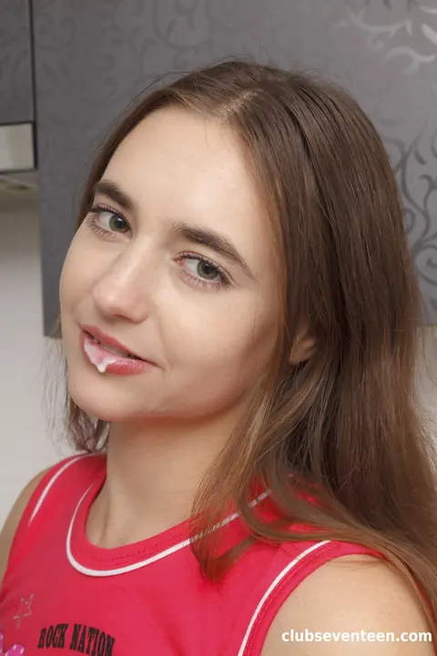 Mara Gri: Petite Russian Babe in Shorts and Socks Poses in the Kitchen – photo 2 of 21