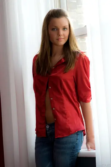 Brunette Undresses Out of Her Jeans and Panties