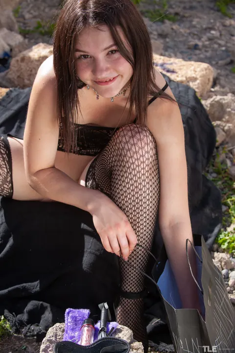 Polish Brunette Drops Her Lingerie and Fingers Her Pussy Outdoors – photo 7 of 20