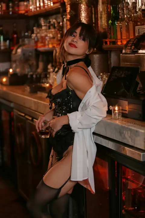 Mia Valentine: Tall Slim Brunette Strips Out of Her Lingerie and Stockings – photo 10 of 20