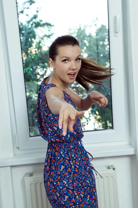 Iva Rogned: Petite Ukrainian Brunette Strips Naked in the Kitchen – photo 1 of 21
