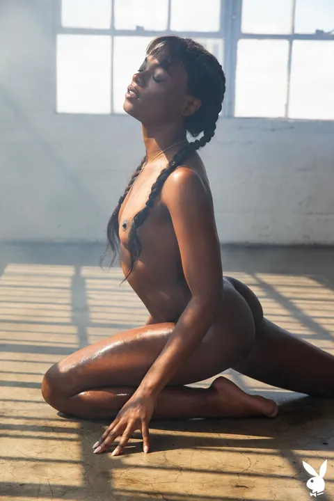 Ana Foxxx: Tall Ebony Brunette Strips and Spreads in the Gym – photo 9 of 17