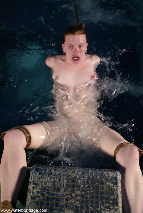Redhead with Natural Tits Bound and Spread in Bondage – photo 16 of 20