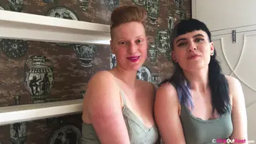 Australian Redhead and Brunette Lesbian Strap-On Fuck