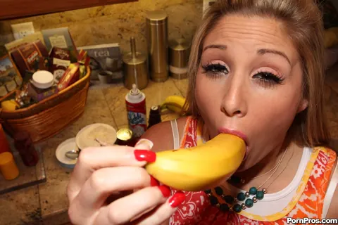 Malia Kelly: Blonde with Small Natural Tits and a Tattoo Uses a Banana Dildo – photo 2 of 17