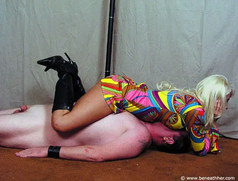 Blonde Dominates Partner with Facesitting in Heels and Skirt – photo 13 of 15