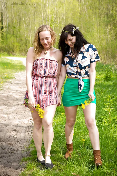 Busty Hairy Women Lick and Finger Each Other Outdoors – photo 1 of 16