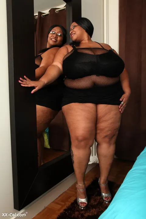 Cotton Candi: Mature Ebony BBW Strips Off Her Black Lingerie and Shows Her Massive Tits – photo 7 of 20