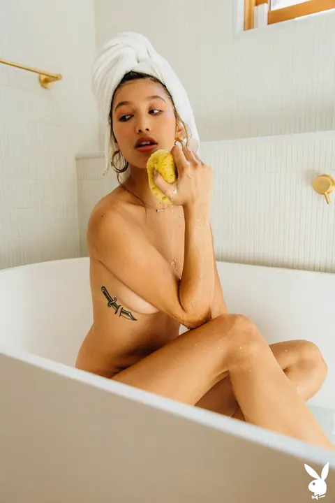 Dominique Lobito: Tall Blonde Undresses and Spreads in the Bathroom – photo 19 of 20