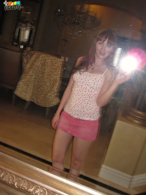Kelly Madison: Slim Redhead with Big Natural Tits Shows Off in Lingerie Mirror Selfie – photo 15 of 18
