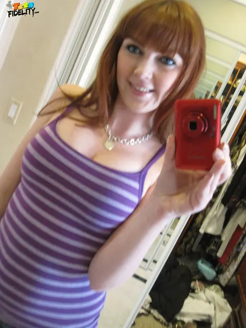 Kelly Madison: Slim Redhead with Big Natural Tits Shows Off in Lingerie Mirror Selfie – photo 13 of 18