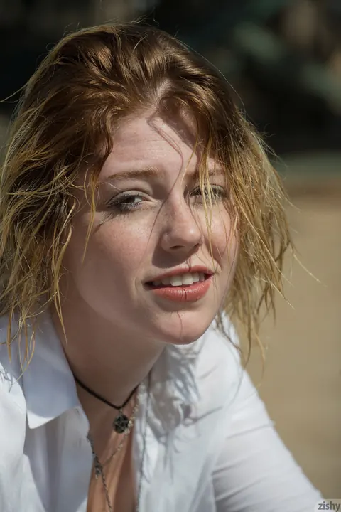 Madison Sage: Short-Haired Blonde with Big Tits Spreads Outdoors by the Car – photo 5 of 11