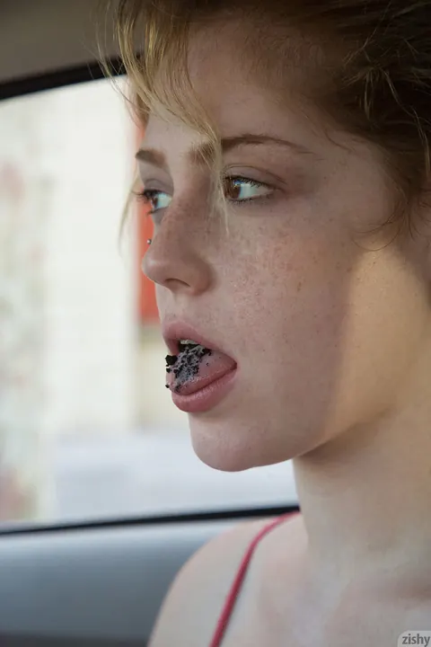 Madison Sage: Short-Haired Blonde with Big Tits Spreads Outdoors by the Car – photo 6 of 11
