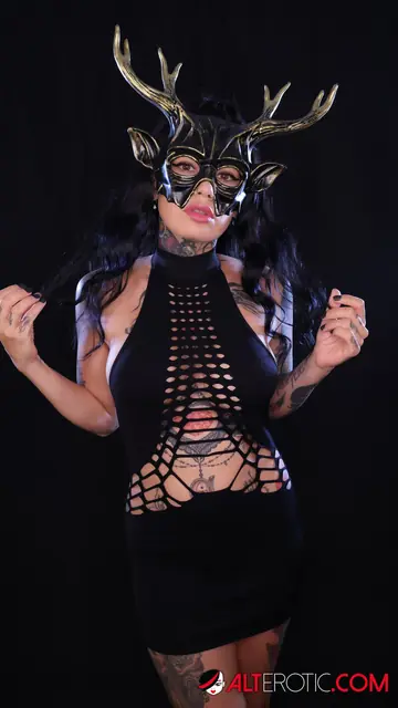 Ebony MILF with Tattoos Gives a Blowjob Then Has Interracial Sex