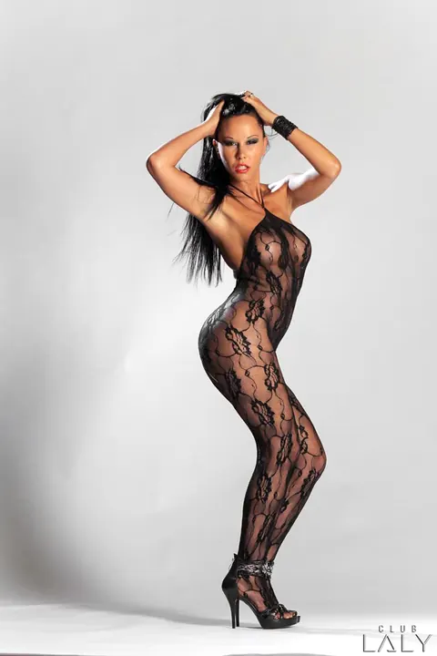 Laly Vallade: Thick Brunette MILF Reveals Her Enhanced Tits from Her Bodystocking – photo 4 of 15
