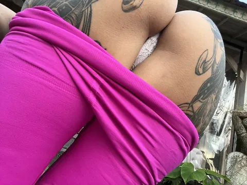 Slim Busty Tattooed Woman Spreads Her Big Ass in Panties – photo 12 of 14