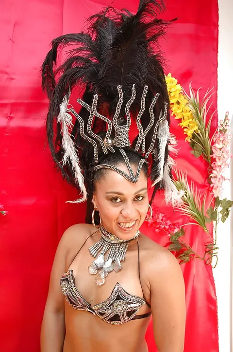 Thick Latina Strips Out of Her Carnival Costume and Lingerie – photo 4 of 16