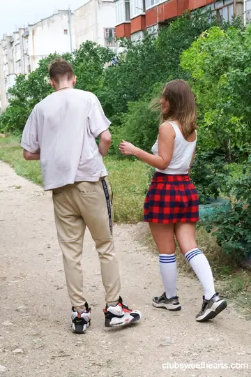 Tanned European Brunette Gets Fucked in Uniform and Socks