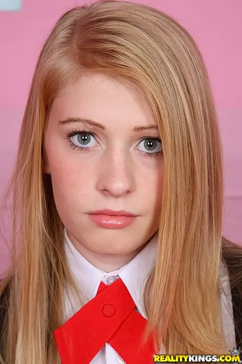 Mallory Fox: Tall Blonde in Uniform Exposes Her Big Tits and Spreads Her Shaved Pussy – photo 3 of 16