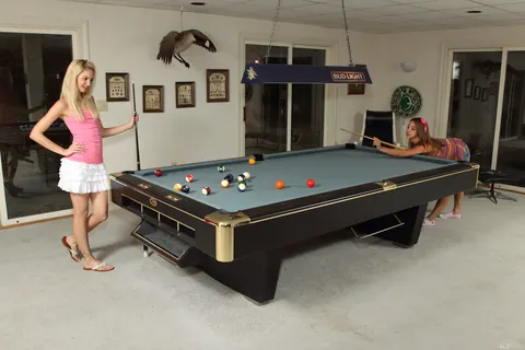 Franziska Facella: Blonde Latina and Petite German Girlfriend Play with Billiards Cues – photo 1 of 21