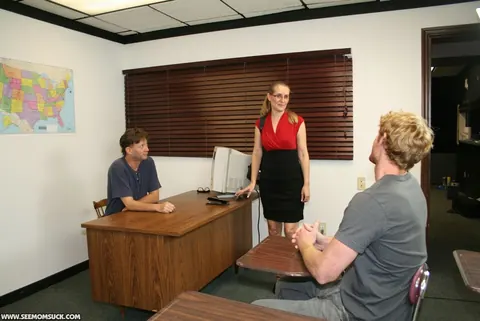 Sara James: Blonde MILF in Glasses Sucks Cock and Kisses Her Partner – photo 2 of 21