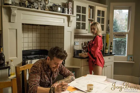 Chessie Kay: British Blonde MILF Strips Out of Her Satin Robe in the Kitchen – photo 1 of 14