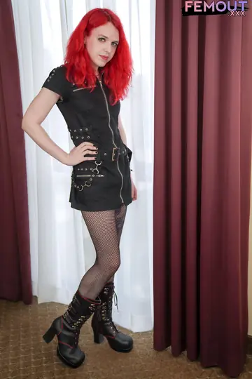 Redhead Trans Woman Stands Nude and Shows Her Body