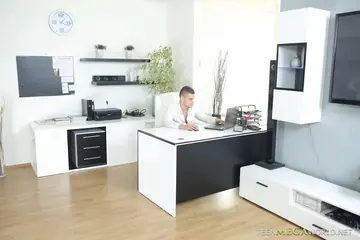 Blonde European Gets Fucked on an Office Table and Takes a Facial