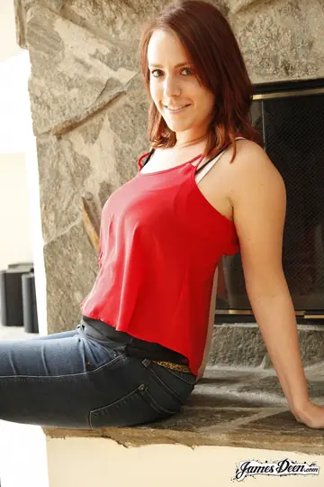 BBW Redhead Strips Out of Her Jeans and Rubs Her Slit