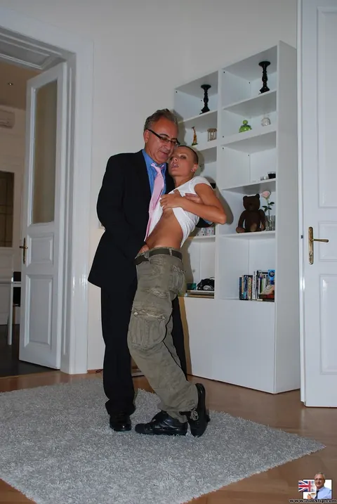 Blonde European MILF Rides an Older Man in Glasses – photo 3 of 18