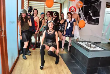 Yenny Contreras – Latina Redhead in Glasses Joins Halloween Group Sex