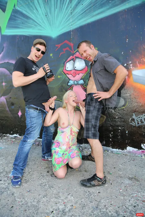 JESSY KEY: Petite Blonde in a Skirt and Glasses Takes Anal Outdoors – photo 14 of 15