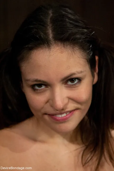 Thea Marie: Brunette Latina in Pigtails Uses a Dildo While Bound in a Dress – photo 21 of 21