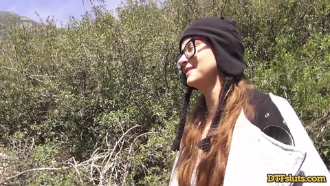 Jay Taylor: Redhead in Stockings and Glasses Sucks and Rides Outdoors – photo 2 of 12