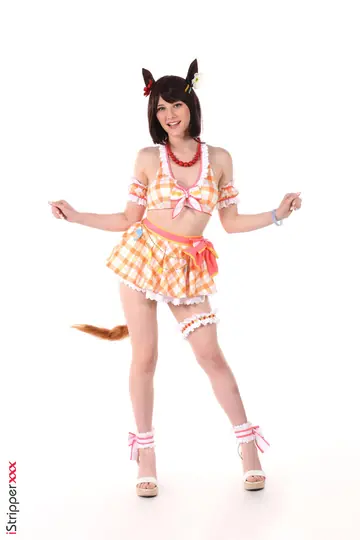 PAWG in Costume and Heels Strips and Masturbates with a Dildo