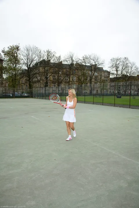 Laurita: Thick Blonde MILF Strips Nude After Tennis and Displays Her Big Ass – photo 3 of 21