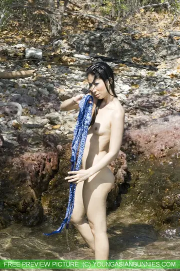 Japanese Lesbians Strip Bikinis for Hairy Outdoor Threesome